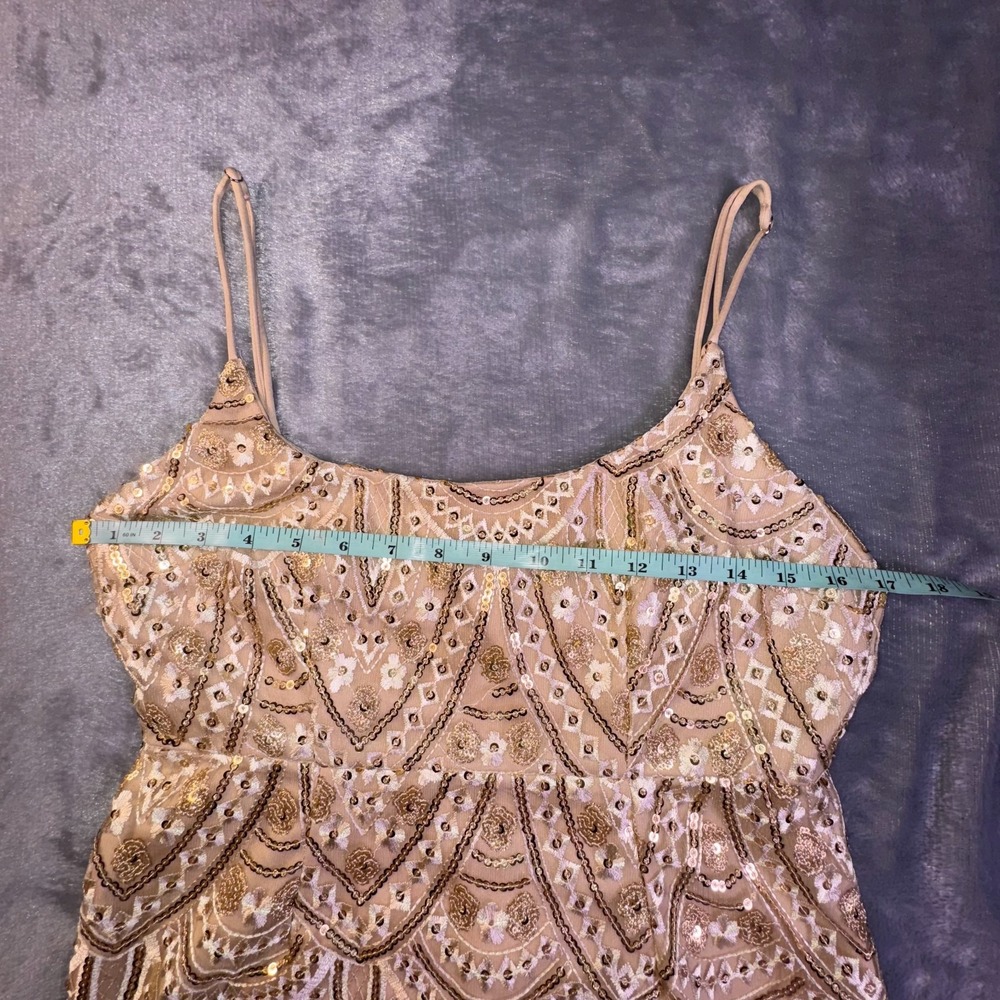 Hello Molly Nation Dress Sz 8 Gold Sequin Embroidered Party Holiday Gala Hoco - Picture 6 of 13